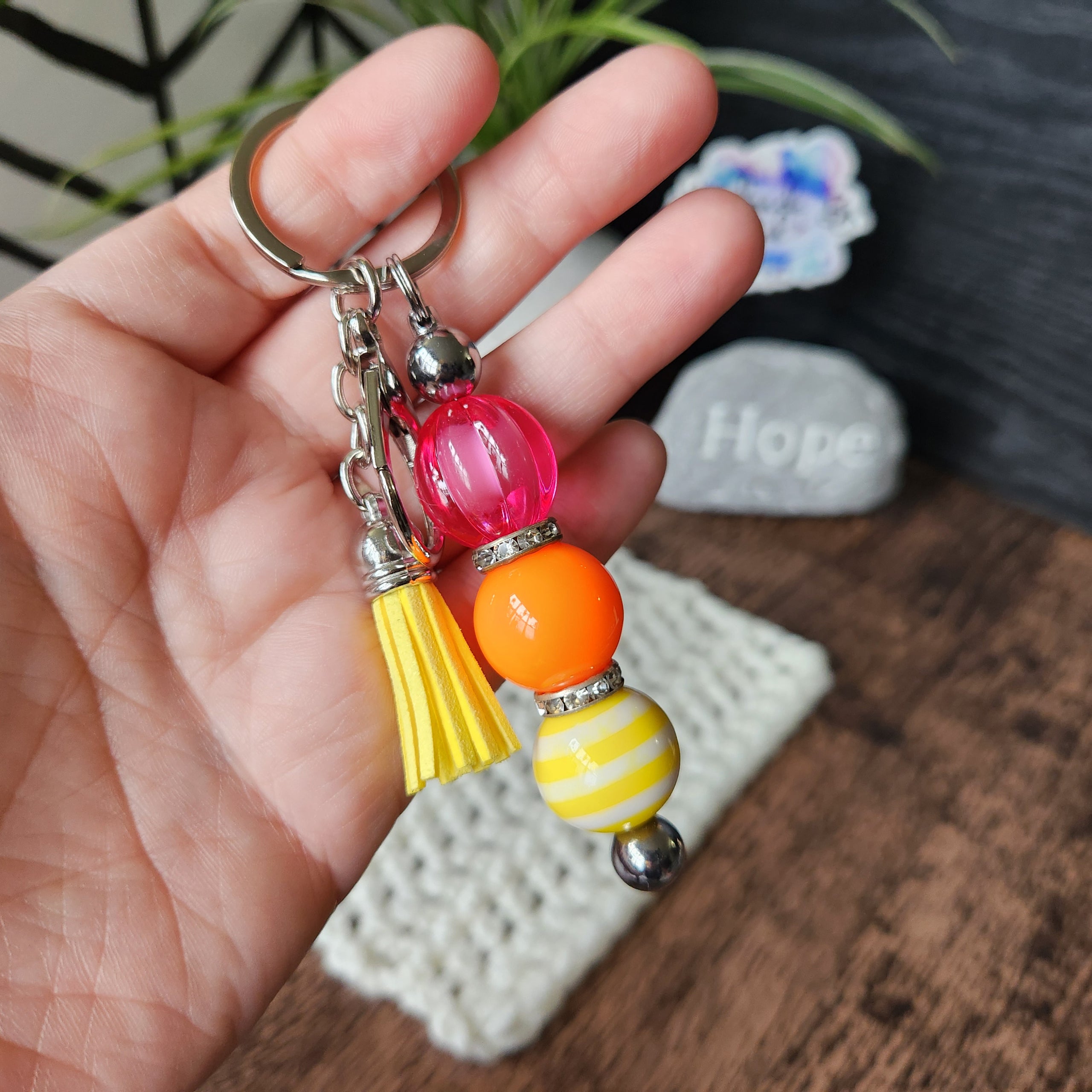 Bubblegum bead keychain sale